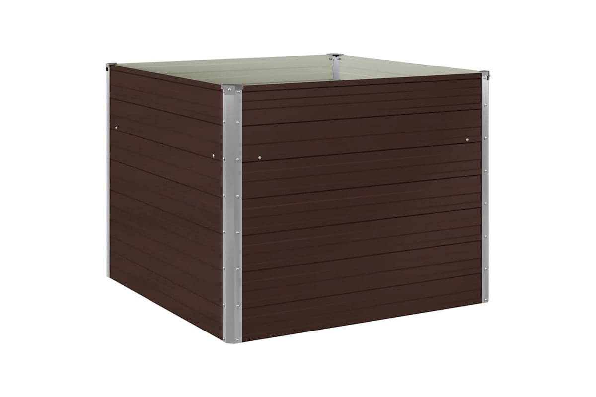 Vidaxl Raised Garden Bed Brown 100x100x77 Cm Galvanised Steel