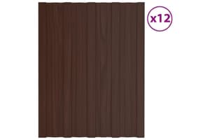 vidaXL 317193 Roof Panels 12 Pcs Galvanised Steel Brown 60x45cm