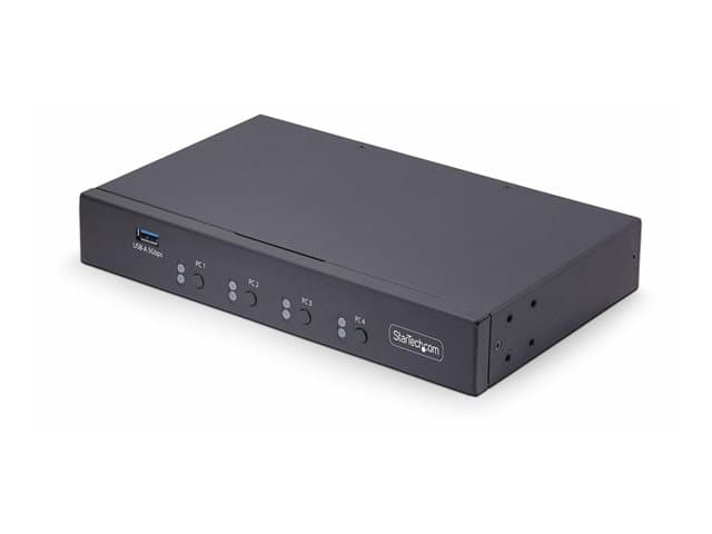 STARTECH.COM - Startech 4-Port KM Switch with Mouse Roaming, USB Switch for Keyboard/Mouse, 3.5mm and USB Audio, Peripheral Sharing for 4 Computers, USB 3.0 Switcher, TAA Compliant - Hotkey/Pushbutton Switching (P4A20132-KM-SWITCH) - Keyboard/mouse switch - 1 local user
