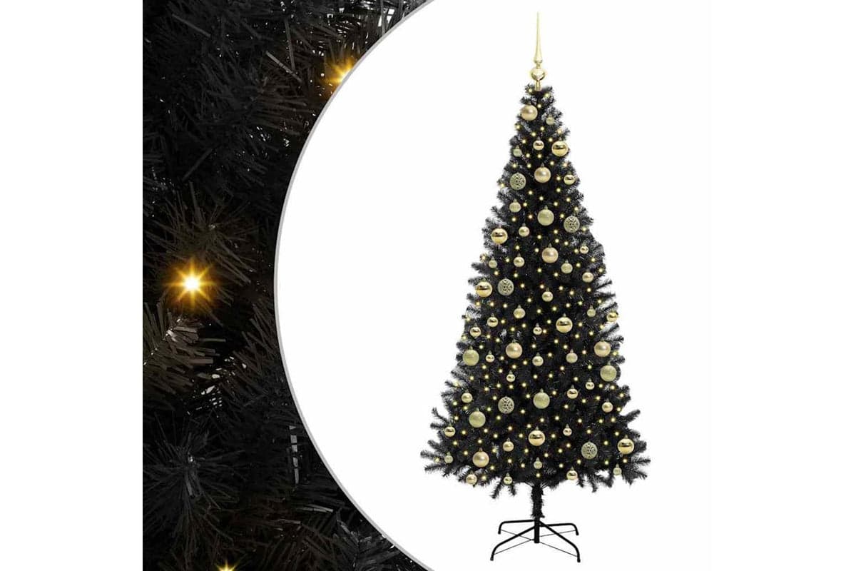 Vidaxl Christmas Tree With 300 Leds With Stand Black 210 Cm Pvc