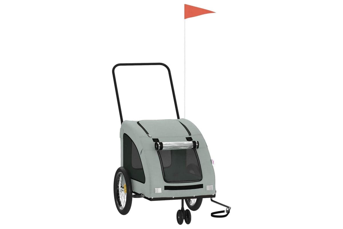 Vidaxl Pet Bike Trailer Grey Oxford Fabric And Iron