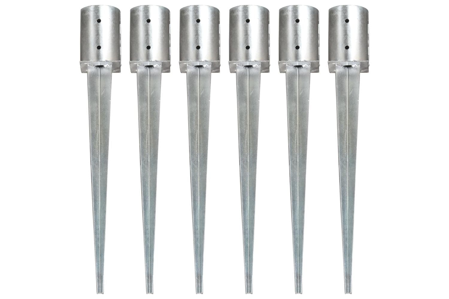 vidaXL 145432 Ground Spikes 6 Pcs Silver 10x76cm Galvanised Steel