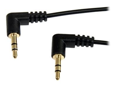 STARTECH.COM - Startech 1 ft. (0.3 m) Right Angle 3.5 mm Audio Cable - 3.5mm Slim Audio Cable - Right Angle - Male/Male - Aux Cable (MU1MMS2RA) - Audio cable - mini-phone stereo 3.5 mm male to mini-phone stereo 3.5 mm male - 30 cm - black - right-angled connector