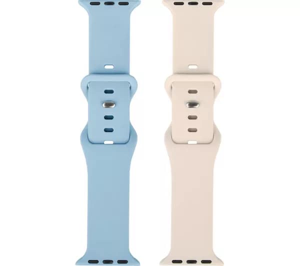 SANDSTROM Apple Watch 38-42 mm (Series 10/11) Silicone Strap - Set of 2, Light Blue & Beige