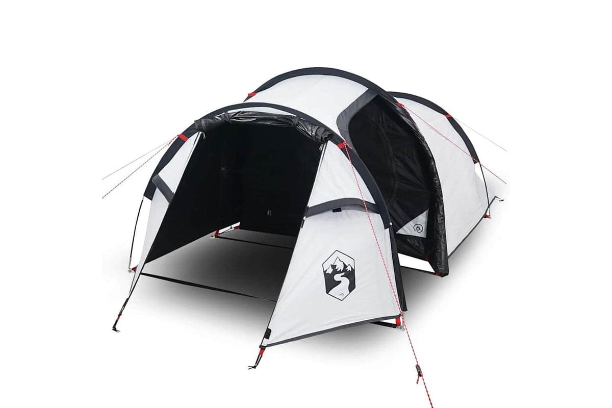 Vidaxl Camping Tent Tunnel 3-person White Blackout Fabric Waterproof