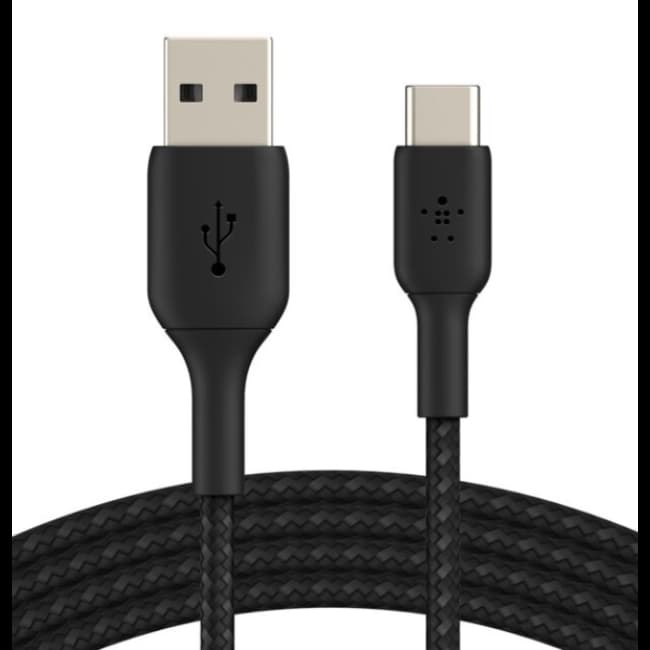 Braided USB-A to USB-C Cable 15W | 1M | Black | CAB002BT1MBK