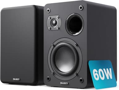 Majority D70X Passive Bookshelf Speakers – 60W | Carbon Fibre Drivers | Black | 1000003082