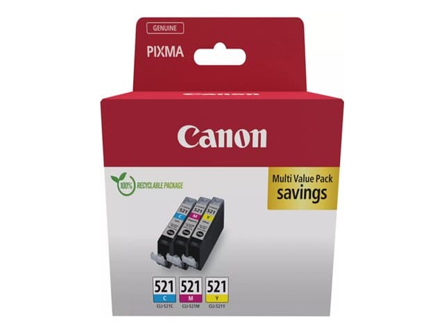 CANON - CLI-521 C/M/Y Multi pack - 3-pack - yellow, cyan, magenta - original - ink tank