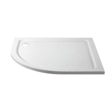 Left Hand - White - Offset Quadrant Shower Tray - Acrylic Stone Resin  - Pearl