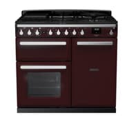 Rangemaster Estel Deluxe 100cm Dual Fuel Range Cooker - Bordeaux with Chrome Trim | ESDL100DFPBOR/CM1