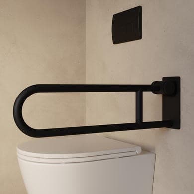 Black Folding Bathroom Grab Rail 600 x 160mm - Arissa