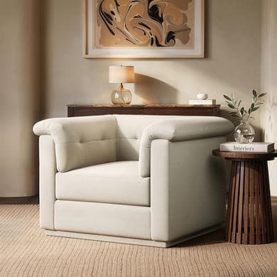 Cream Chenille Armchair - Caleb