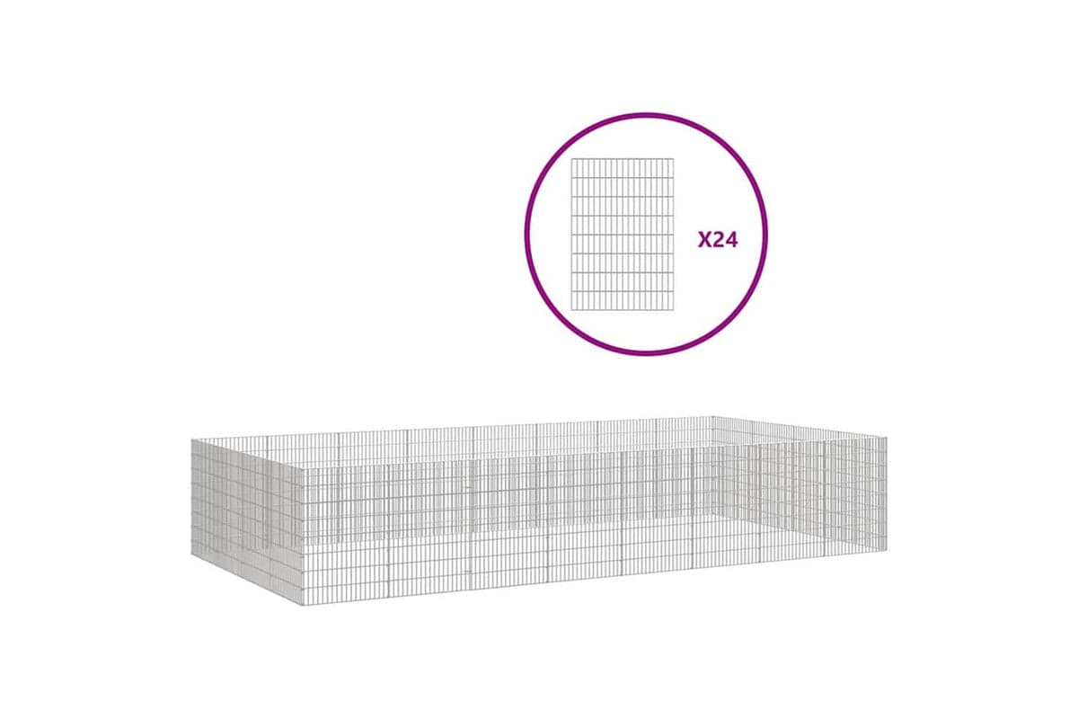 Vidaxl Free Range Animal Enclosure 24-panel 54x80 Cm Galvanised Iron