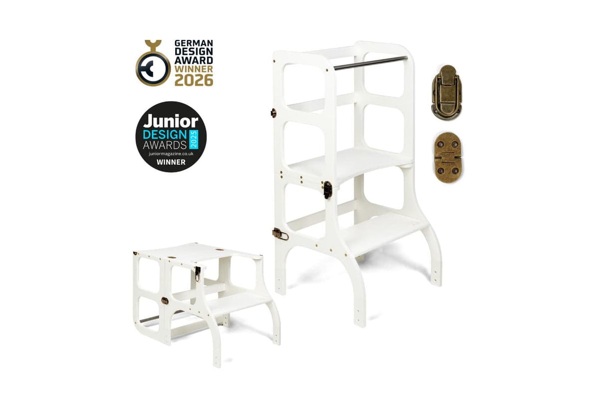 Ette Tete Helper Tower Stepnsit White Brass Clasps | Helper Tower | Baltic Birch Plywood