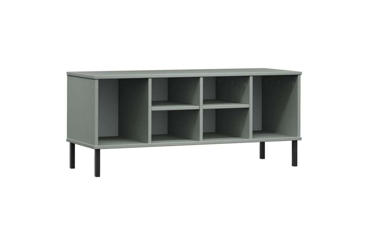 vidaXL 350995 Shoe Rack With Metal Legs Grey 106x35x45cm Solid Wood Oslo