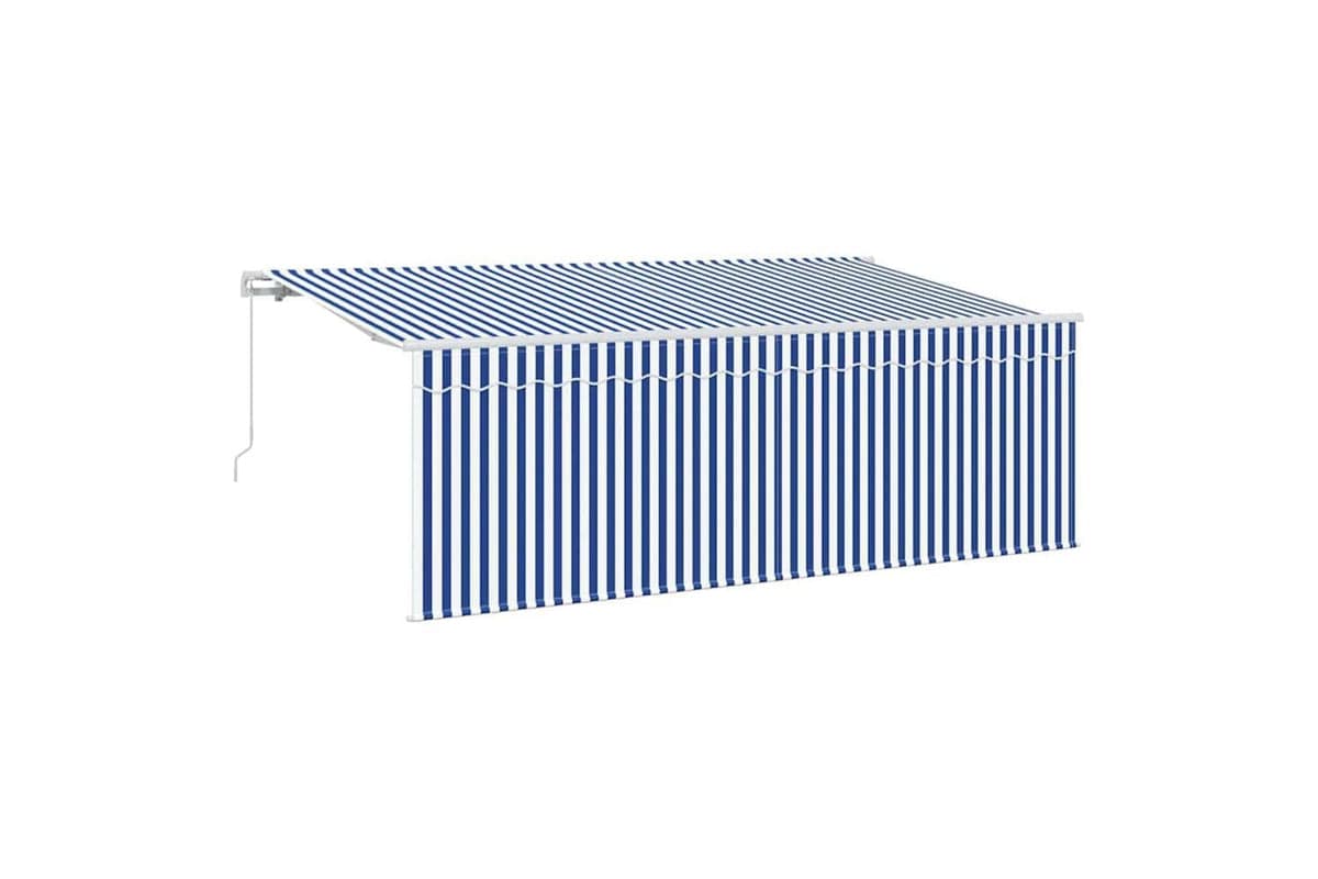 Vidaxl Retractable Awning Manual Blue And White 400 X 200 Cm Fabric