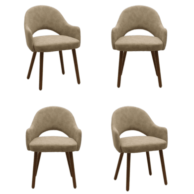 Colbie Beige Faux Leather Dining Chairs with Walnut Legs