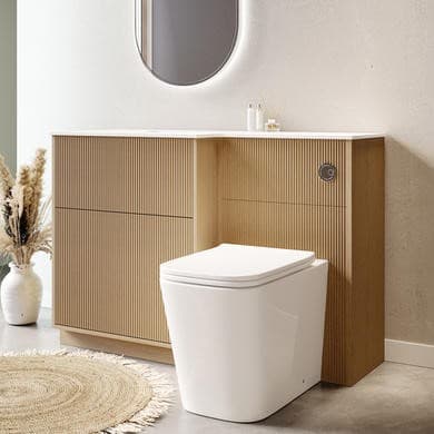 Matira 1150mm Wooden Fluted Toilet and Sink Unit
