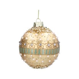 Leaf Pearl and Jewel Glass Tree Decoration 8cm