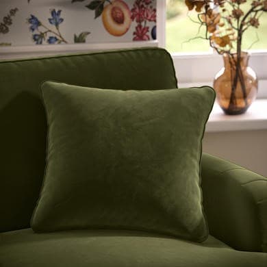 Olive Green Velvet Fibre Filled Sofa Scatter Cushion - 50 x 50cm - Payton