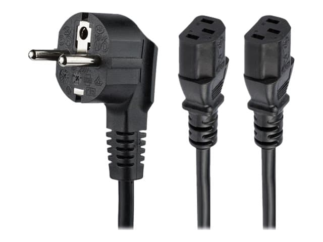 STARTECH.COM - StarTech 2m (6ft) Computer Power Cord, 18AWG, EU Schuko to 2x C13 Power Cord, 10A 250V, Black Replacement AC Cord, TV/Monitor Power Cable, Schuko CEE 7/7 to IEC 60320 2x C13 Power Cord - PC Power Supply Cable - power cable