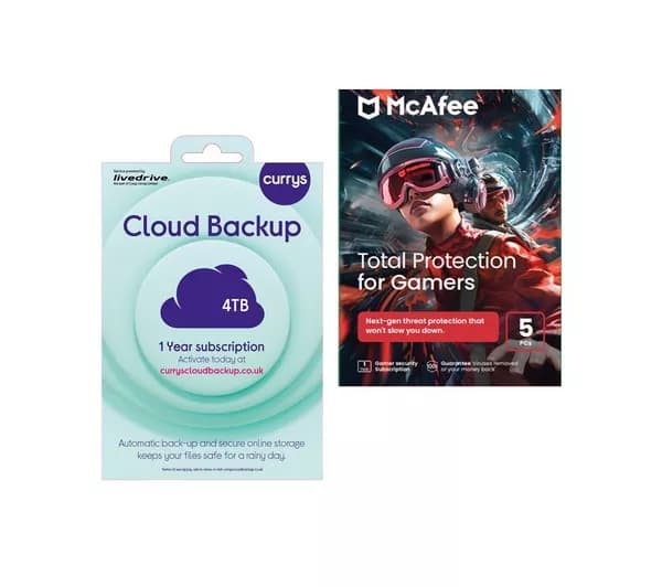 CURRYS' Cloud Backup (4 TB, 1 year) & Total Protection for Gamers (1 Year for 5 Devices) Bundle