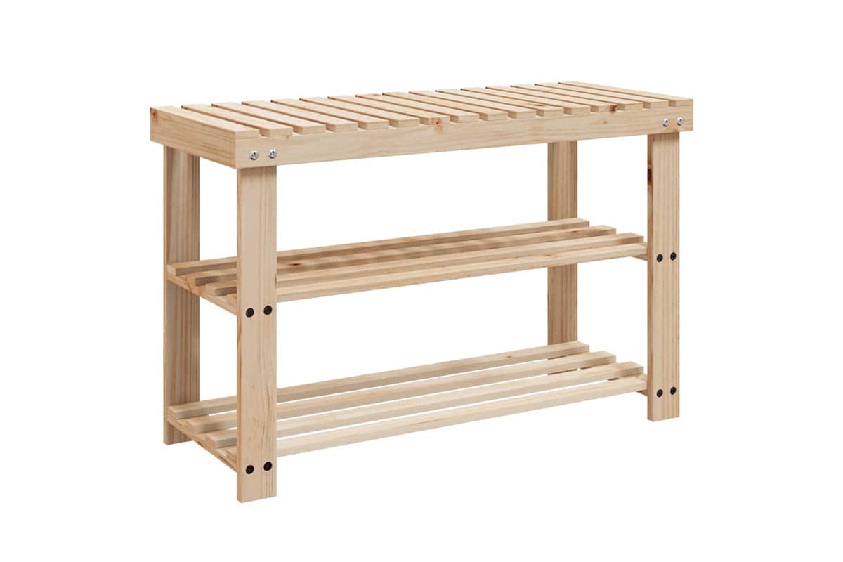 Vidaxl 241067 2-in-1 Shoe Rack With Bench Top Solid Fir Wood