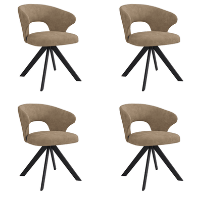 Set of 4 Beige Faux Leather Swivel Dining Chairs - Mila