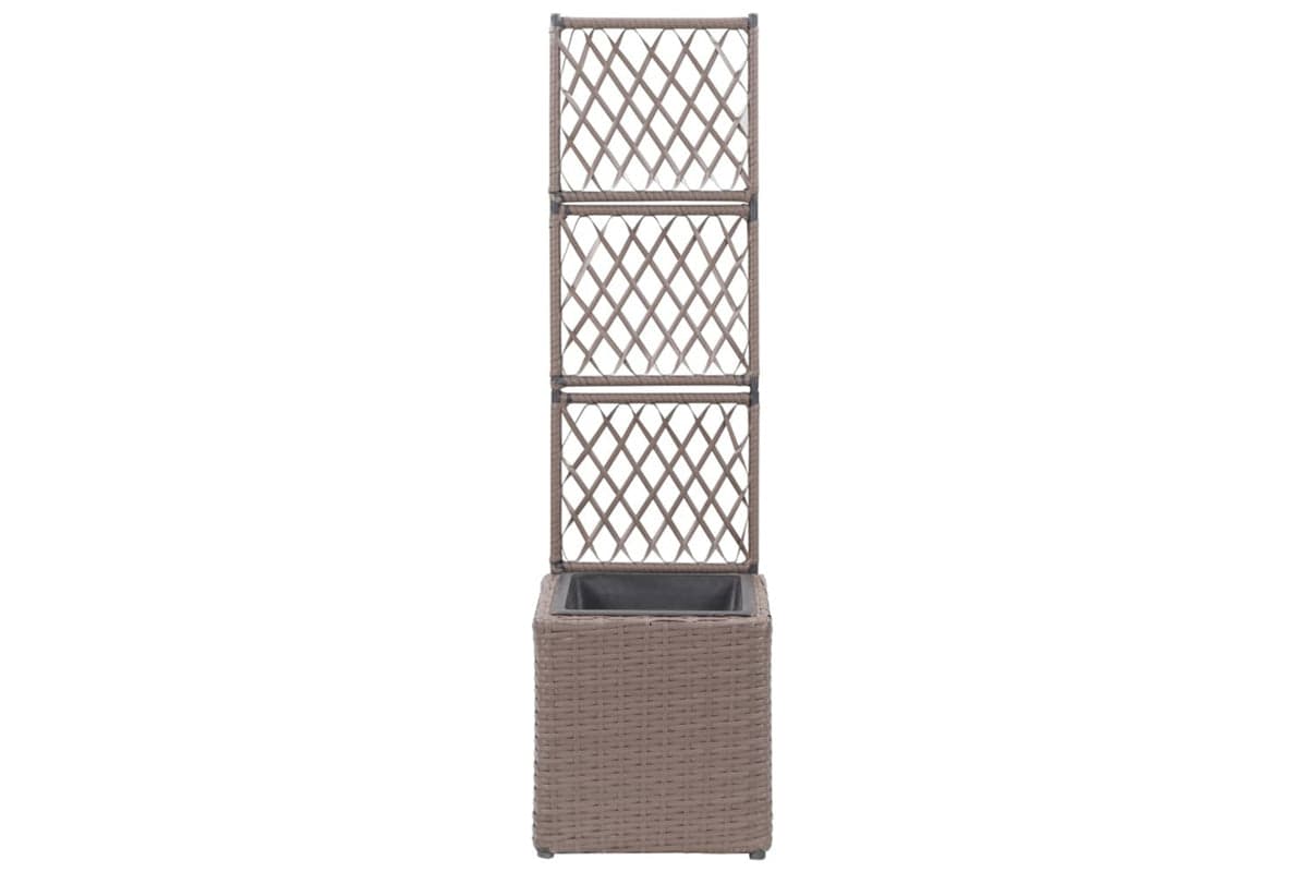 vidaXL 46936 Trellis Raised Bed With 1 Pot 30x30x107cm Poly Rattan Brown