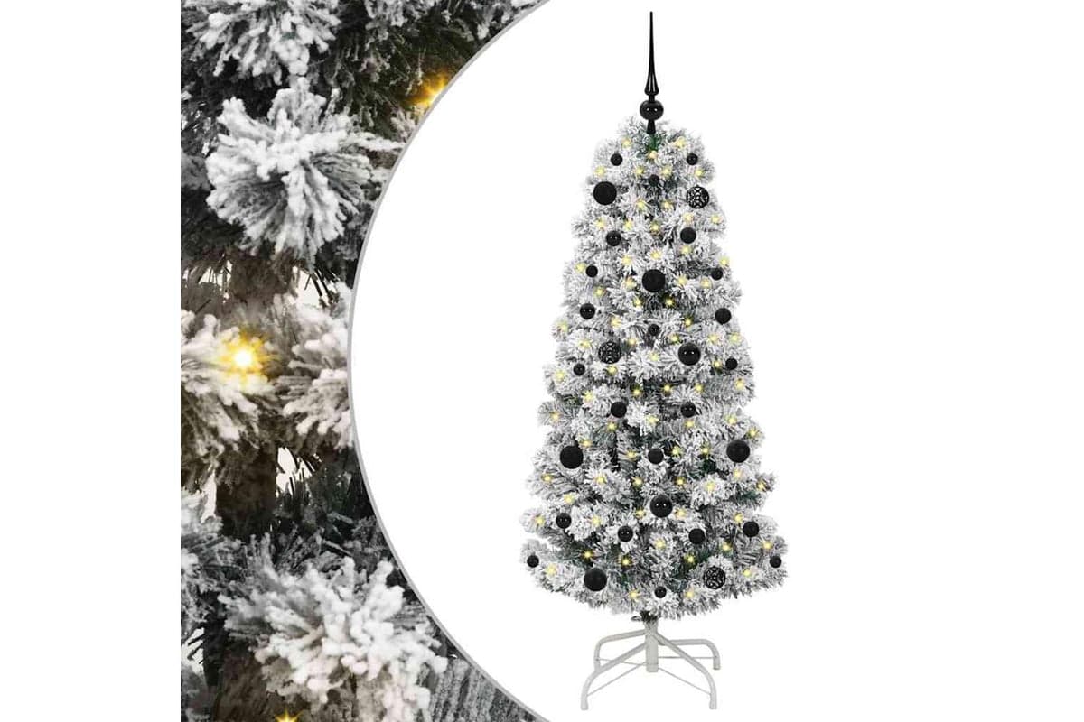 Vidaxl Artificial Hinged Christmas Tree Green And White 150 Cm