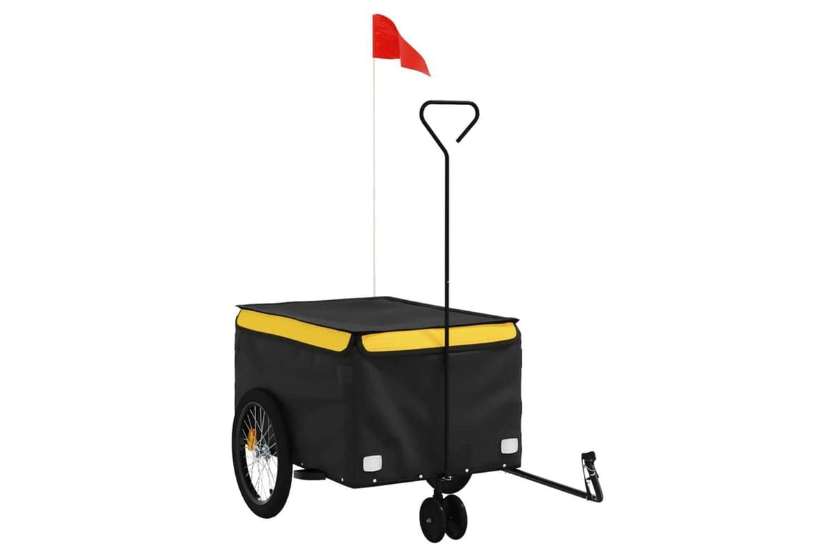Vidaxl Bike Trailer Black And Yellow 30 Kg Iron
