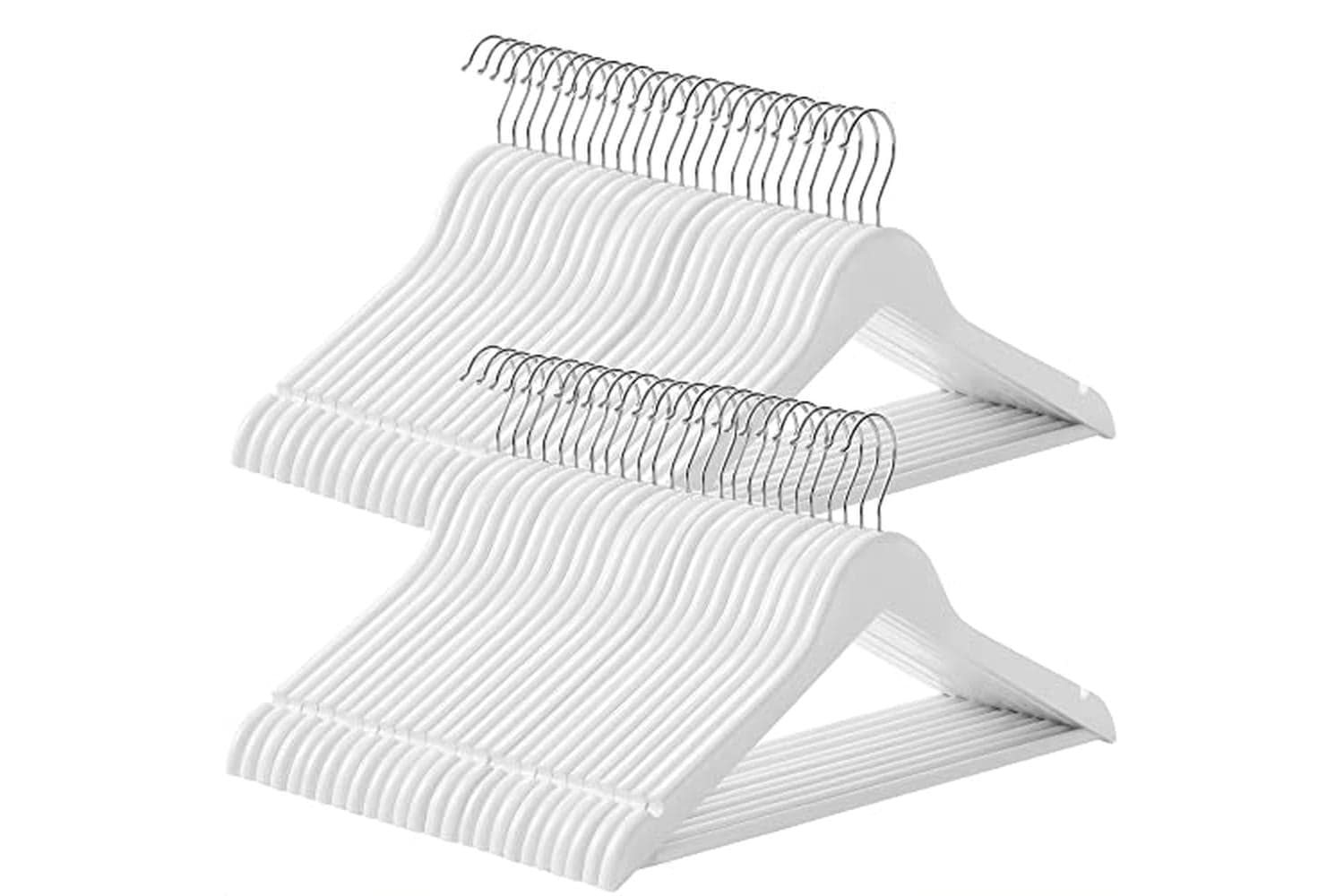 Songmics CRW03W-50 Mapple Wood Coat Hanger | White | 50 Pieces