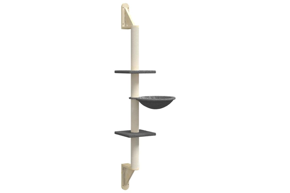 Vidaxl Wall-mounted Cat Tree With Scratching Post Dark Grey 1425 Cm