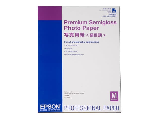 EPSON - Premium Semigloss Photo Paper - photo paper - semi-glossy - 25 sheet(s) - A2 - 251 g/m²