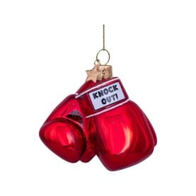 Red Shiny Boxing Gloves Glass Tree Decoration 7cm