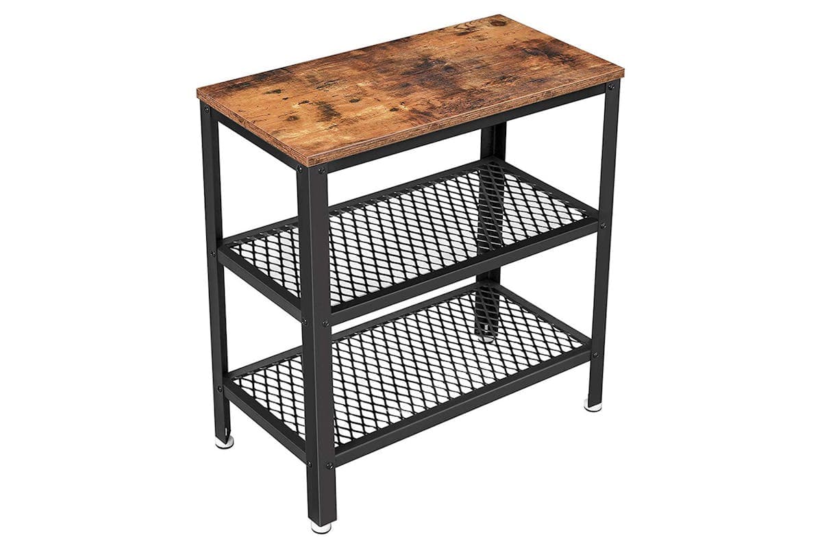 Vasagle Side Table Console Table With 2 Mesh Shelves | Rustic Brown