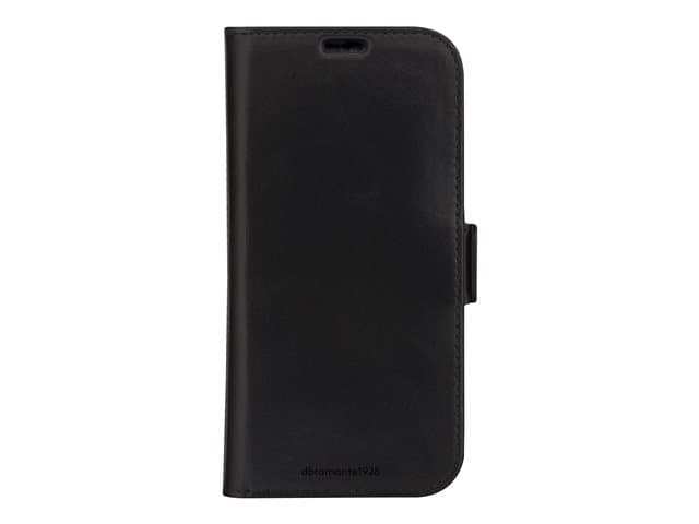 dbramante1928 - Copenhagen - Flip cover for mobile phone - full-grain leather - black - for Apple iPhone 13, 14, 15, 16e, 17e