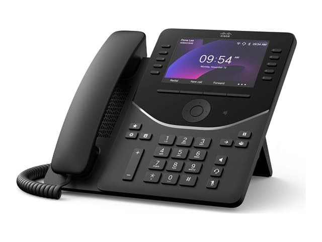 CISCO - Desk Phone 9861 - VoIP phone - with Trusted Platform Module (TPM) 2.0 with caller ID/call waiting - IEEE 802.11a/b/g/n/ac (Wi-Fi) / Bluetooth 5.2 LE - SIP, SDP, RTCP, RTP, SRTP - 130 lines - carbon black