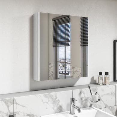 Double Door White Bathroom Mirror Cabinet  600 x 650mm - Pendle