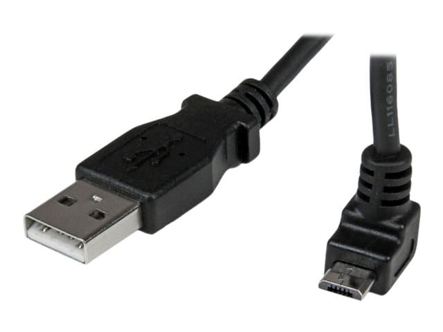 STARTECH.COM - StarTech 1m Micro USB Cable Cord - A to Up Angle Micro B - Up Angled Micro USB Cable - 1x USB A (M), 1x USB Micro B (M) - Black (USBAUB1MU) - USB cable - Micro-USB Type B to USB - 1 m