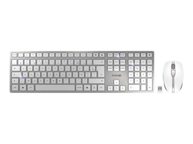 Cherry - DW 9100 SLIM - keyboard and mouse set - AZERTY - French - white, silver Input Device
