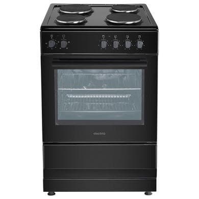 electriQ 60cm Electric Cooker with Sealed Plate Hob - Black