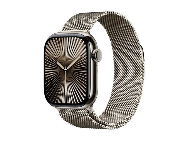 APPLE - Watch Series 10 (GPS + Cellular) - natural titanium - smart watch with milanese loop - natural - 64 GB