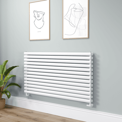 Sorrento Linea White Oval Designer Radiator 767x1400mm Double Panel 6519 BTU - Horizontal Bars