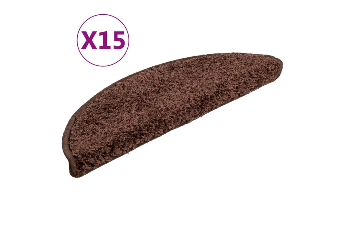 vidaXL 133895 Carpet Stair Treads 15 Pcs Brown 56x17x3cm