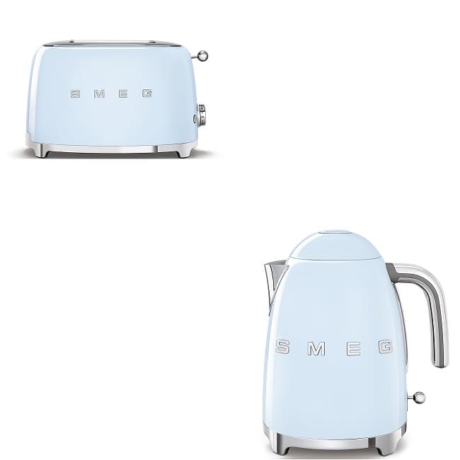 Smeg 50's Retro Kettle & 2 Slice Toaster Set - Pastel Blue | KLF03PBUK + TSF01PBUK