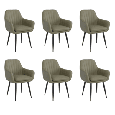 Set of 6 Sage Green Faux Leather Dining Chairs - Logan