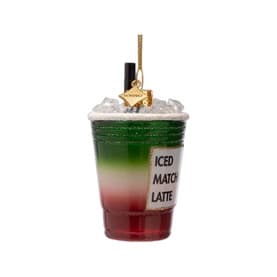 Strawberry Iced Matcha Glass Tree Decoration 10cm