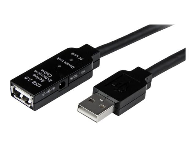 STARTECH.COM - StarTech 15m USB 2.0 Active Extension Cable - M/F - 15 meter USB 2.0 Repeater Cable Cord - USB A Male to USB A Female - 15 m, Black (USB2AAEXT15M) - USB extension cable - USB to USB - 15 m