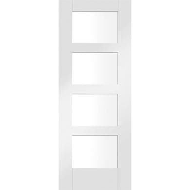 Internal White Primed Glazed 4-Panel Shaker Door with Clear Glass - 2040 x 726 x 40mm - 4 Light - XL Joinery